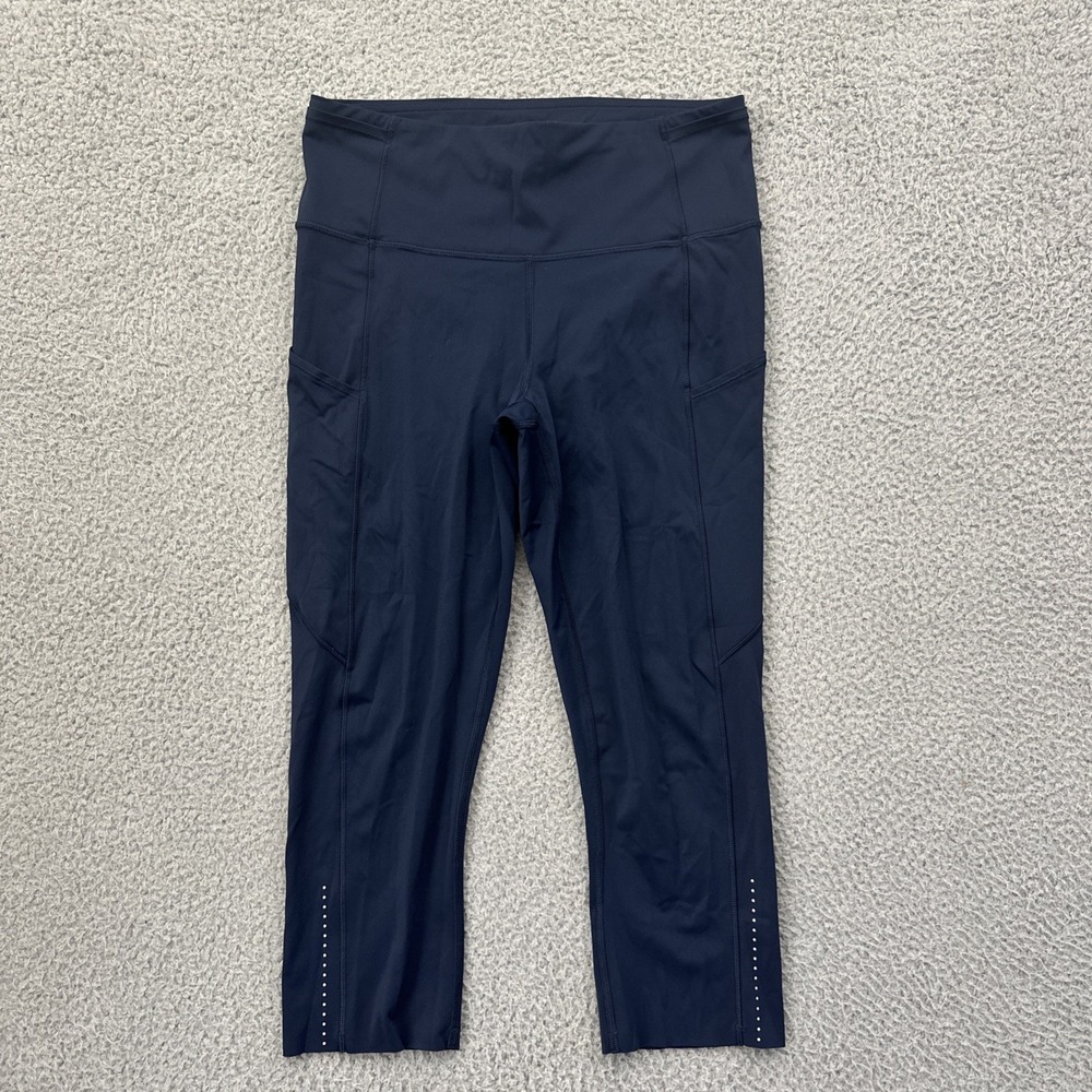 Lululemon Fast & Free Leggings Crop Nulux Navy Blue Athletic Women's 8 x 19